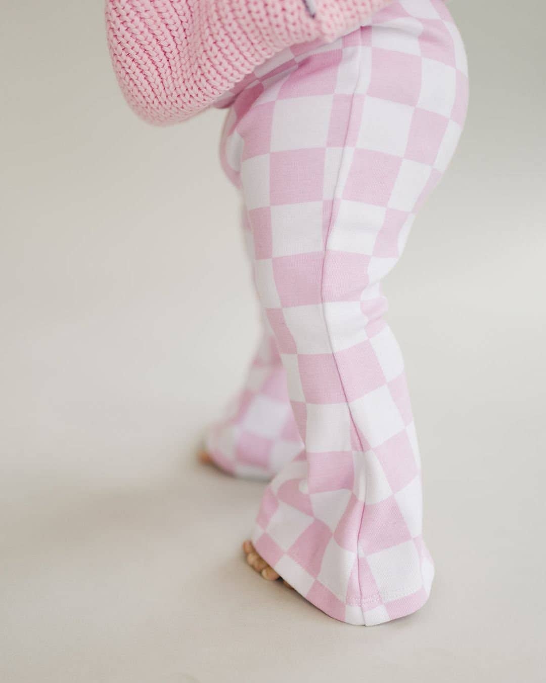 Checkered Flare Pants | Pink